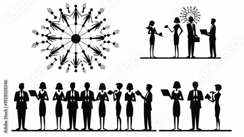 Business people connecting in modern professional settings