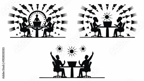 Team collaboration concept with clock and ideas