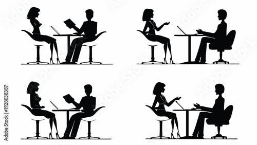 Business professionals collaborating and working together in modern office settings