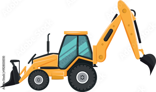 yellow bulldozer isolated on white
