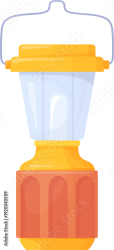 Hiking lantern cartoon icon. Retro tourist equipment