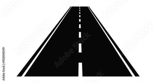 A simple illustration of a straight black road stretching into the distance