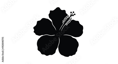 Simple black silhouette of a hibiscus flower on a white background