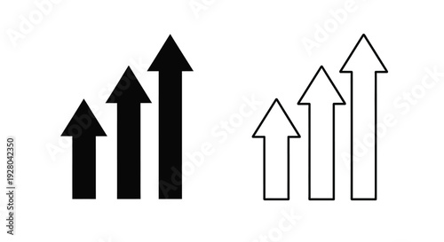 Black and white upward arrows indicating direction growth and movement