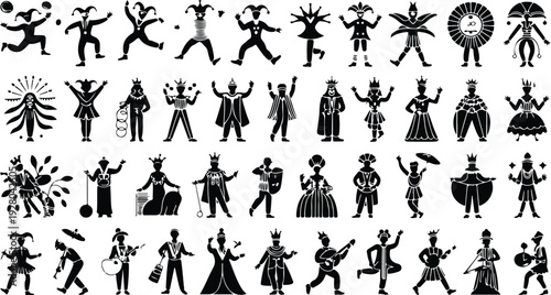 Mardi Gras Silhouette Icon Collection Mardi Gras Typography Silhouette Icon Set