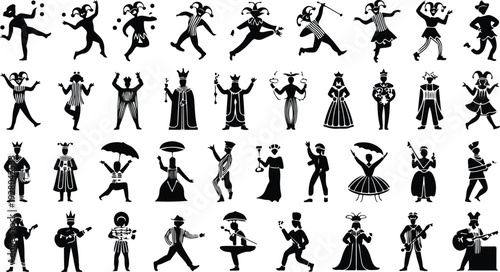 Mardi Gras Silhouette Icon Collection Mardi Gras Typography Silhouette Icon Set