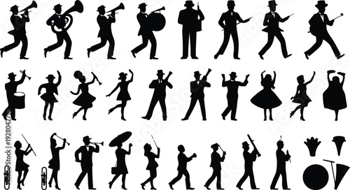 Mardi Gras Silhouette Icon Collection Mardi Gras Typography Silhouette Icon Set