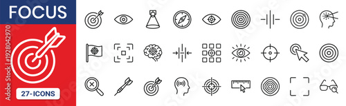 Focus Thin Line Icon Set Monoline Outline Style