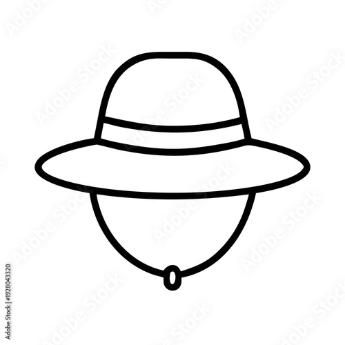 Pith helmet icon with chin strap, representing safari, adventure, and sun protection