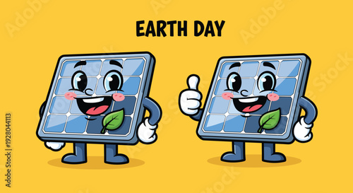 Cartoon Earth Characters with Smiling Faces.