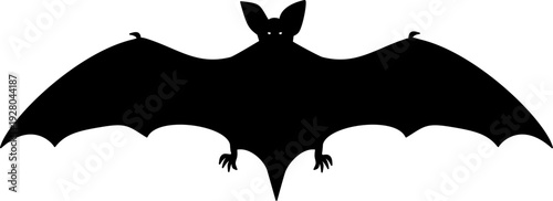 Black silhouette of a bat with wings spread