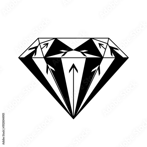 Black Diamond Gemstone Cut Facets Abstract Graphic Design