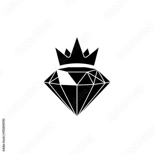 Black Diamond Crown Icon, Luxury Gemstone Symbol, Royal Jewel Emblem