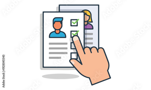 Candidate Selection with Hand Clicking Checkmark on Profile Cards