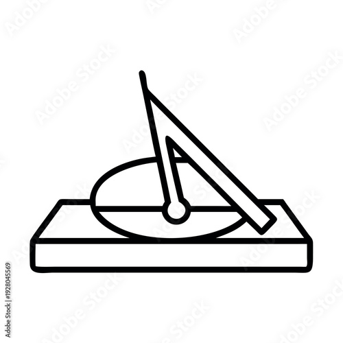 Outline drawing of a sundial, an ancient time-telling device. Concept of time, history, and measurement.