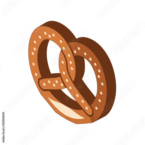 Fresh Baked Pretzel Isolated on White Background, Delicious Snack