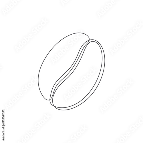 Single coffee bean outline graphic, minimalist drawing, isolated on white background