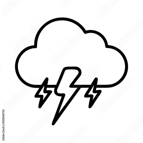 Icon representing a storm cloud with lightning bolts, symbolizing bad weather, electricity, power, or energy.