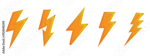Collection of lightning icons, thunder energy and electricity symbol concepts, vector illustration