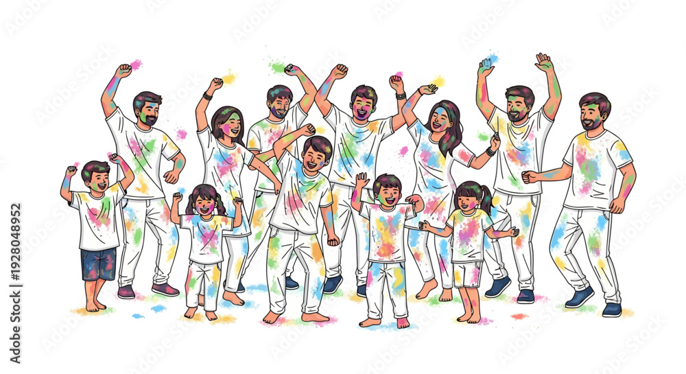Fototapeta premium Energetic Friends Celebrating Holi Festival