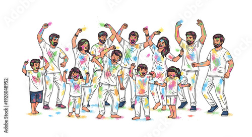 Energetic Friends Celebrating Holi Festival