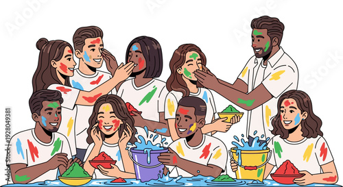 Holi Celebration Friends Gulal Water Fun