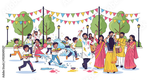 Holi Park Celebration With Water Guns