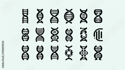 set of human DNA image icons for biology or science
