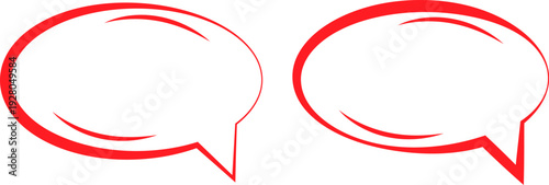 Two red speech bubbles isolated communication concept