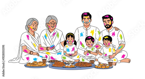 Joyful Indian Family Holi Gathering