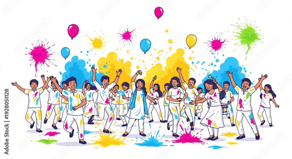 Fototapeta premium Vibrant Holi Street Scene
