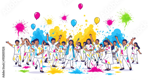 Vibrant Holi Street Scene