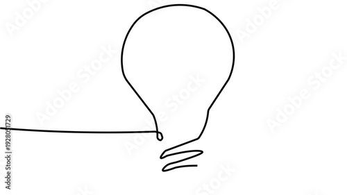 light bulb on white background. One line drawing Vector 