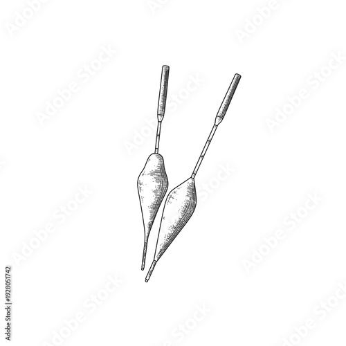 hand drawn professional fishing floats set line art vector illustration