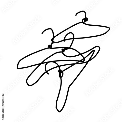 hand drawn broken tangled clothes hangers line art vector illustration
