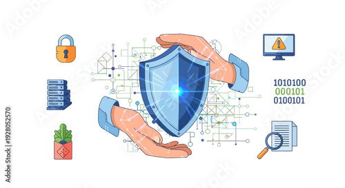 A futuristic robot presents a miniature holographic robot companion