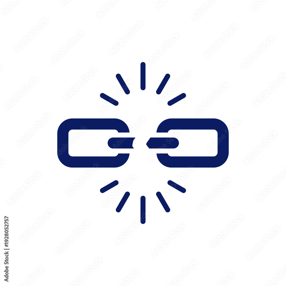 Fototapeta premium A stylized icon of a chain link with rays emanating from the center isolated on transparent background