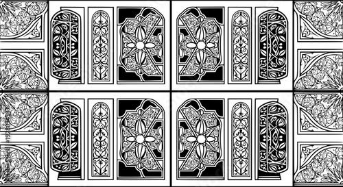 set of black arabic ornamental windows