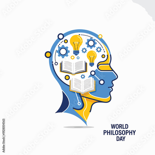 Philosophy World Day Brain Illustration Concept.