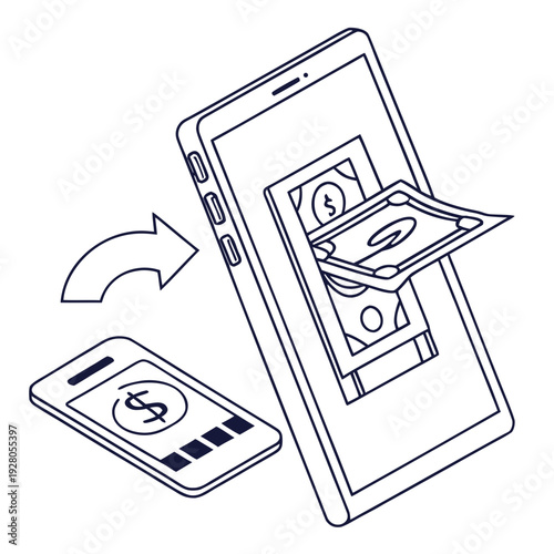 vector illustration of mobile banking app, mobile app
