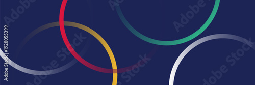 Abstract colorful overlapping circles on dark blue background, vector illustration