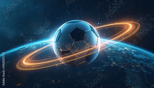 Glowing Football Sphere With Global Light Connections