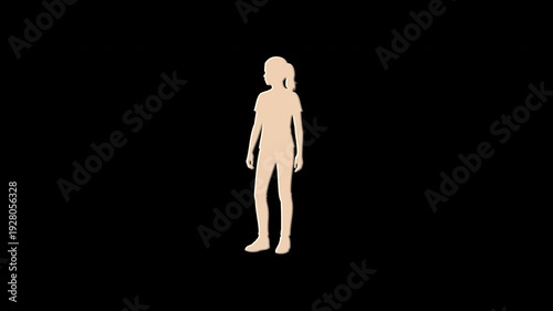 Girl silhouette materializing with digital glitch effect