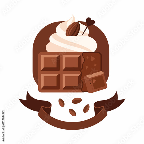 Chocolate Bar with Whipped Cream Topping.