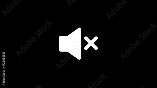 Glitching mute icon animation on black background