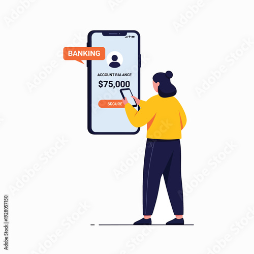 Woman using mobile banking app.