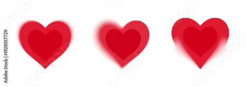 Romantic red heart outline vector set for valentine wedding and anniversary designs.