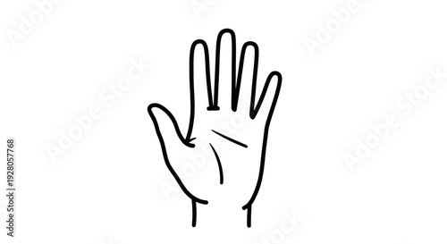 Open Human Hand with Palm Lines Icon on Isolated White Background
