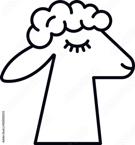 Sleeping Llama Outline Doodle