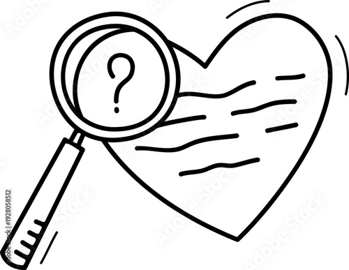 Heart Magnifying Glass Doodle Icon